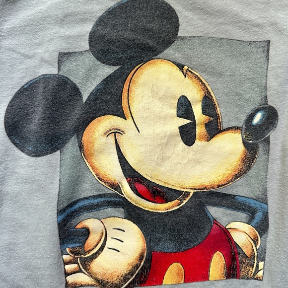 VINTAGE 1990s DISNEY STORE Mickey Mouse TSHIRT SAGE GREEN OLD STYLE PORTRAIT XL - Picture 7 of 7